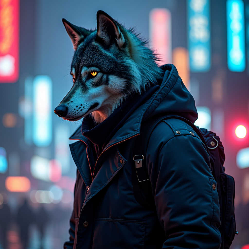 Wolf mit Jacke