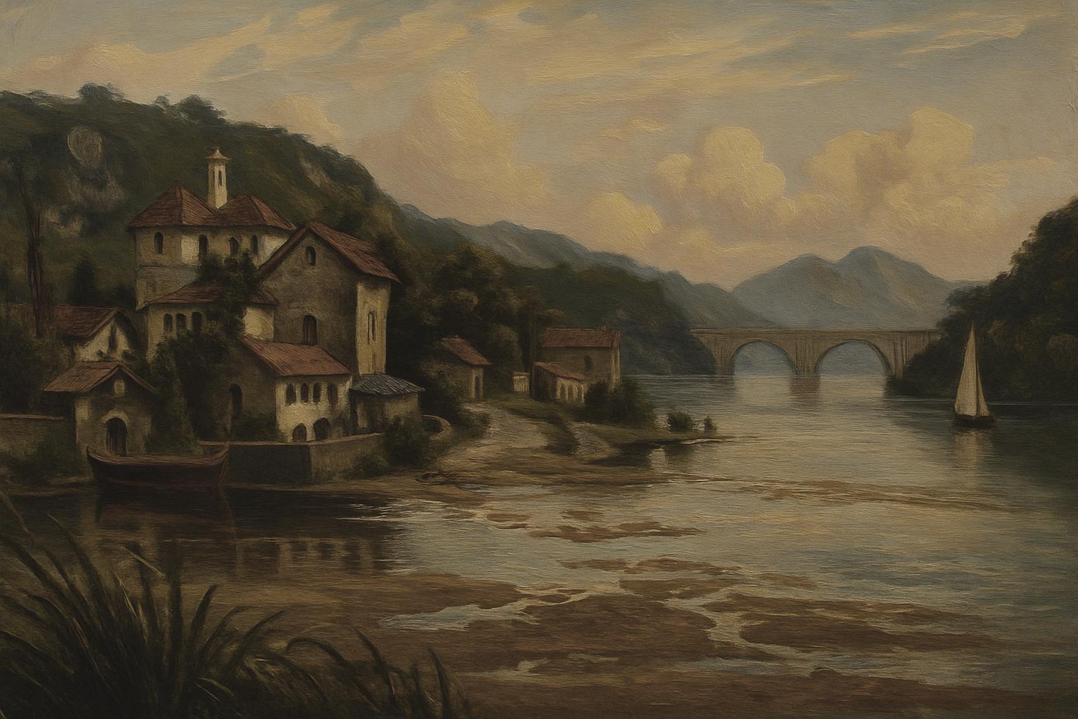 Landschaftsgemälde, Öl auf Leinwand